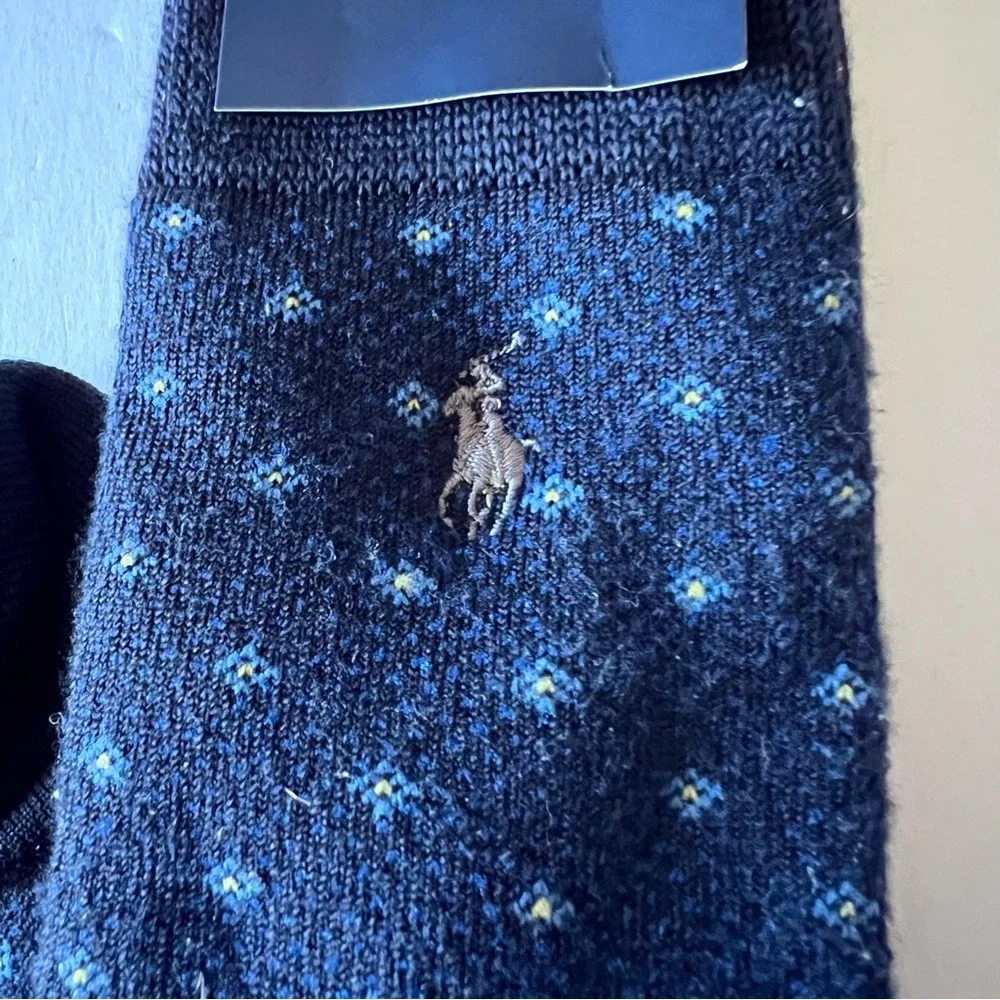 POLO RALPH LAUREN MENS COMFORT FIT SUPER SOFT ANTIMICROBIAL SOCKS BLUE OS NWT